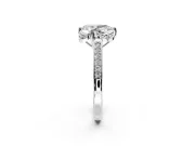 Floral Engagement Ring Setting for Pear-Shaped Center with Four Accent Clusters and Prong Head in Platinum