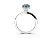 Solitaire Engagement Ring Setting for Fancy Blue Round Cut Center with Fine Wire Band and Prong Head in Platinum