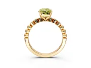 Solitaire Engagement Ring Setting for Fancy Yellow Radiant Cut Center with Bezel-Dot Beaded Band and Prong Head in Yellow Gold