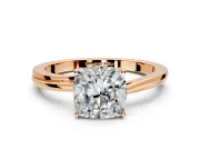 Solitaire Engagement Ring Setting for Cushion Cut Center with Plain Bypass Twist Band and Prong Head in Rose Gold