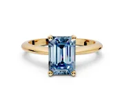 Solitaire Engagement Ring Setting for Fancy Blue Emerald Cut Center with Knife Ridge Band and Claw Prong Head in Yellow Gold