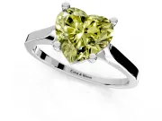 Solitaire Engagement Ring Setting for Fancy Yellow Heart-Shaped Center with Tapered Shoulders and Prong Head in White Gold
