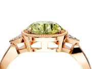 Cluster Engagement Ring Setting for Fancy Yellow Round Cut Center with Milgrain Shoulder Clusters and Prong Head in Rose Gold