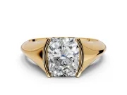 Tension Engagement Ring Setting for Radiant Cut Center with Wide Tapered Band and Tension Head in Yellow Gold