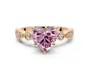 Solitaire Engagement Ring Setting for Fancy Pink Heart-Shaped Center with Milgrain Bezel Accents and Prong Head in Rose Gold