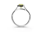 Solitaire Engagement Ring Setting for Fancy Yellow Emerald Cut Center with V Split Shank and Bezel Head in Platinum