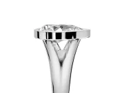 Solitaire Engagement Ring Setting for Pear-Shaped Center with V Split Shank and Bezel Head in Sterling Silver