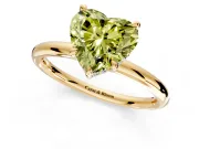 Hidden Halo Engagement Ring Setting for Fancy Yellow Heart-Shaped Center with Thin Rounded Band and Prong Head in Yellow Gold