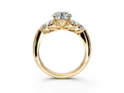 Cluster Engagement Ring Setting for Round Cut Center with Round Cut Accent Frame and Prong Head in Yellow Gold