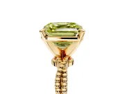 Solitaire Engagement Ring Setting for Fancy Yellow Asscher Cut Center with Twist Band and Bead Prong Head in Yellow Gold