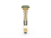 Solitaire Engagement Ring Setting for Fancy Green Asscher Cut Center with Channel Band and Double Claw Prong Head in Yellow Gold