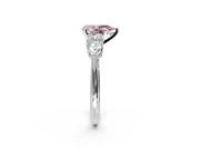 3 Stone Engagement Ring Setting for Fancy Pink Pear-Shaped Center with Large Pear-Shaped Accents and Prong Head in Sterling Silver