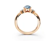 Solitaire Engagement Ring Setting for Fancy Blue Pear-Shaped Center with Grooved Bar Accent Band and Prong Head in Rose Gold