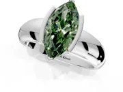 Tension Engagement Ring Setting for Fancy Green Marquise Center with Wide Flat Band and Tension Head in Sterling Silver