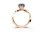 Solitaire Engagement Ring Setting for Fancy Blue Round Cut Center with Pave and Plain Crossover Band and Prong Head in Rose Gold