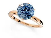 Solitaire Engagement Ring Setting for Fancy Blue Round Cut Center with Plain Band and Tulip Prong Head in Rose Gold