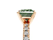 Solitaire Engagement Ring Setting for Fancy Green Princess Cut Center with Large Accents and Prong Head in Rose Gold