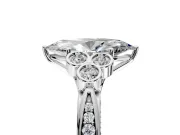 Cluster Engagement Ring Setting for Marquise Center with Bezel Accent Clusters and Prong Head in Sterling Silver