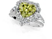 Halo Engagement Ring Setting for Fancy Yellow Heart-Shaped Center with Two-Strand Split Shank and Prong Head in Sterling Silver