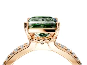 Solitaire Engagement Ring Setting for Fancy Green Princess Cut Center with Raised Channel Band and Prong Head in Rose Gold