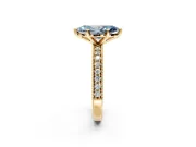 Milgrain Pave Engagement Ring Setting for Fancy Blue Marquise Center with Accent Band and Prong Head in Yellow Gold