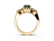 5 Stone Engagement Ring Setting for Fancy Green Cushion Cut Center with Equal Close-Set Accents and Prong Head in Yellow Gold