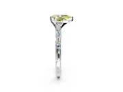 Baguette Engagement Ring Setting for Fancy Yellow Pear-Shaped Center with Alternating Bar-Set Band and Prong Head in Platinum