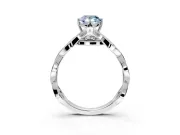 Solitaire Engagement Ring Setting for Fancy Blue Pear-Shaped Center with Accented Twist Band and Leaf Prong Head in Sterling Silver