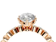 Solitaire Engagement Ring Setting for Marquise Center with Bezel-Dot Beaded Band and Prong Head in Rose Gold