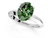 Solitaire Engagement Ring Setting for Fancy Green Oval Center with Wide Knife Ridge Band and Prong Head in White Gold