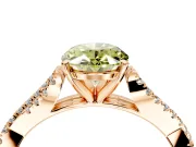 Solitaire Engagement Ring Setting for Fancy Yellow Oval Center with Twisted Pave Split Shank and Prong Head in Rose Gold