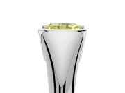 Tension Engagement Ring Setting for Fancy Yellow Radiant Cut Center with Wide Tapered Band and Tension Head in Platinum