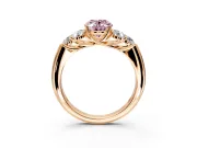 Cluster Engagement Ring Setting for Fancy Pink Oval Center with Round Cut Accent Frame and Prong Head in Rose Gold