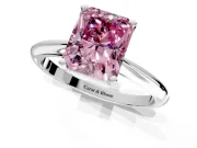Solitaire Engagement Ring Setting for Fancy Pink Radiant Cut Center with Knife Ridge Band and Claw Prong Head in White Gold