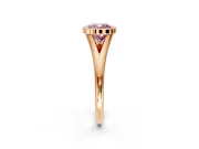 Solitaire Engagement Ring Setting for Fancy Pink Cushion Cut Center with V Split Shank and Bezel Head in Rose Gold