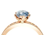 Milgrain Pave Engagement Ring Setting for Fancy Blue Marquise Center with Accent Band and Prong Head in Rose Gold