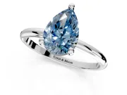 Minimalist Solitaire Engagement Ring Setting for Fancy Blue Pear-Shaped Center with Thin Band and Prong Head in Sterling Silver