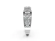 Pave Engagement Ring Setting for Cushion Cut Center with Curved Accent Rows, Openwork and Prong Head in White Gold