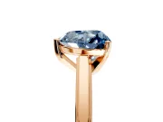 Solitaire Engagement Ring Setting for Fancy Blue Heart-Shaped Center with Flat-Sided Plain Band and Prong Head in Rose Gold