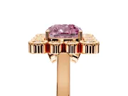 Cluster Halo Engagement Ring Setting for Fancy Pink Cushion Cut Center with Milgrain Bezel Accents and Prong Head in Rose Gold