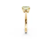 3 Stone Engagement Ring Setting for Fancy Yellow Asscher Cut Center with Low-Set Round Cut Accents and Prong Head in Yellow Gold