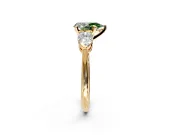3 Stone Engagement Ring Setting for Fancy Green Pear-Shaped Center with Large Pear-Shaped Accents and Prong Head in Yellow Gold