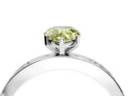 Solitaire Engagement Ring Setting for Fancy Yellow Pear-Shaped Center with Channel Baguette Band and Prong Head in Platinum