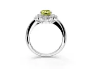 Small-Accent Cluster Halo Engagement Ring Setting for Fancy Yellow Radiant Cut Center with Plain Band and Prong Head in Sterling Silver