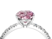 Solitaire Engagement Ring Setting for Fancy Pink Cushion Cut Center with Large Accent Band and Prong Head in Sterling Silver