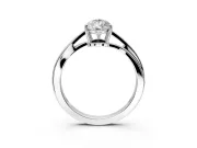 Solitaire Engagement Ring Setting for Pear-Shaped Center with Plain Bypass Twist Band and Prong Head in Sterling Silver