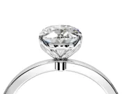 Solitaire Engagement Ring Setting for Oval Center with Thin Rounded Plain Band and Prong Head in Platinum