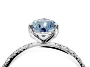 Solitaire Engagement Ring Setting for Fancy Blue Pear-Shaped Center with Micro Pave Band and Prong Head in Platinum