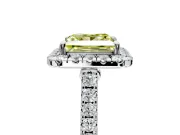 Halo Engagement Ring Setting for Fancy Yellow Princess Cut Center with Narrowing Pave Band and Prong Head in Platinum
