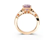 Solitaire Engagement Ring Setting for Fancy Pink Princess Cut Center with Marquise and Bezel Accents and Prong Head in Rose Gold